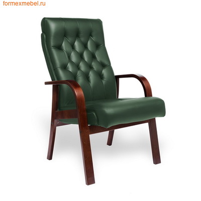 Кресло для посетителей офисное DARWIN D натуральная кожа зеленая (фото)