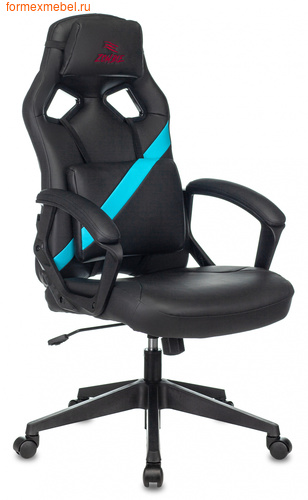 Компьютерное игровое кресло Бюрократ ZOMBIE DRIVER Zombie DRIVER черный/голубой эко.кожа с подголов. крестовина пластик (фото)
