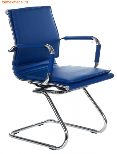 Кресло для посетителей офисное Бюрократ CH-993 Low-V синяя иск. кожа (фото)