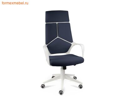 Компьютерное кресло NORDEN IQ белый пластик темно-синяя ткань (фото)