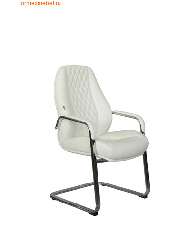 Кресло для посетителей офисное Рива F385 белая кожа (фото)