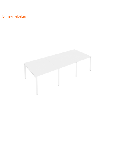 Стол для совещаний Б.ПРГ-3.1 (3 столешницы) белый/белый металл (фото)