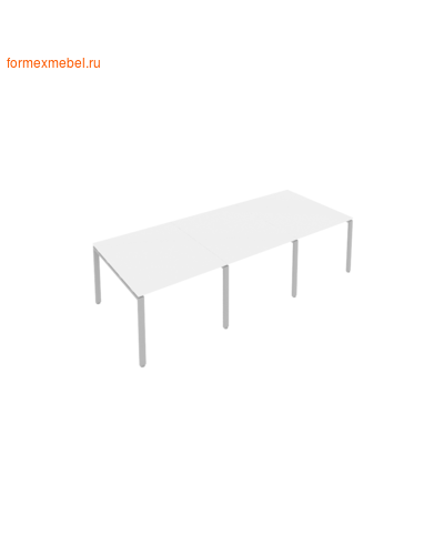 Стол для совещаний Б.ПРГ-3.1 (3 столешницы) белый/серый металл (фото)