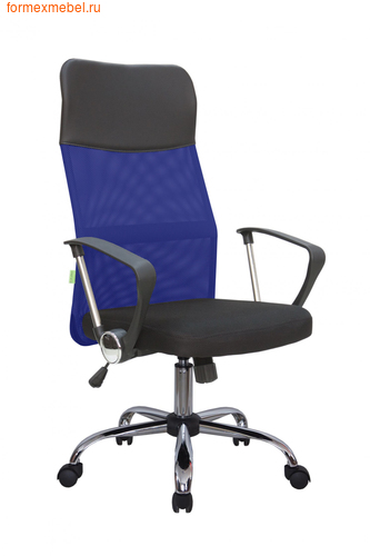 Компьютерное кресло Рива RCH 8074 черное сиденье-синяя  спинка-черный подголовник (фото)